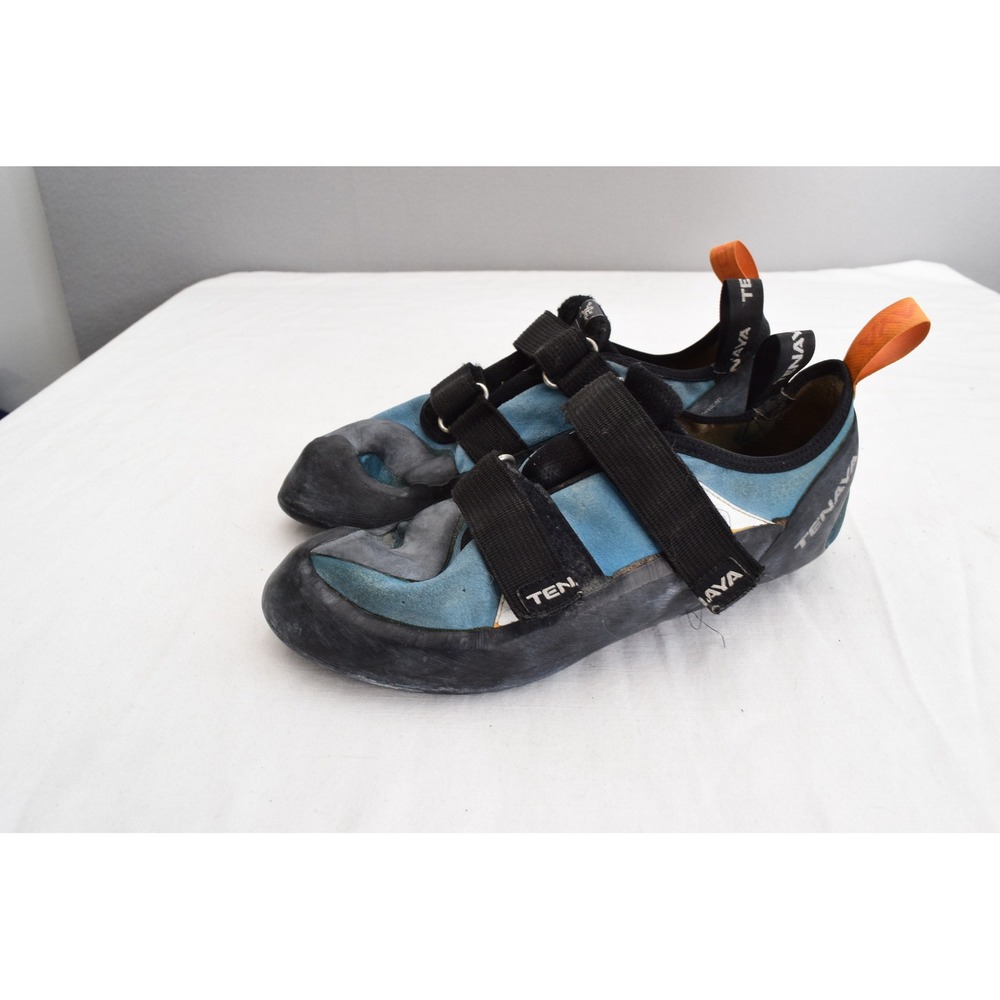 Tenaya Ra Climbing Shoes 10.5 Blue Black Hook Loop Straps Mens Bouldering Sport